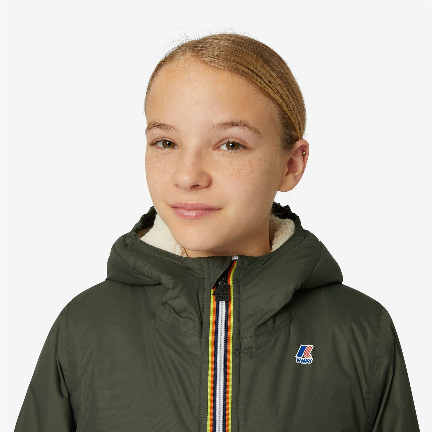 P. LE VRAI 3.0 EIFFEL ORSETTO - Jackets - 3/4 LENGTH - KID UNISEX - ECRU-GREEN BLACKISH