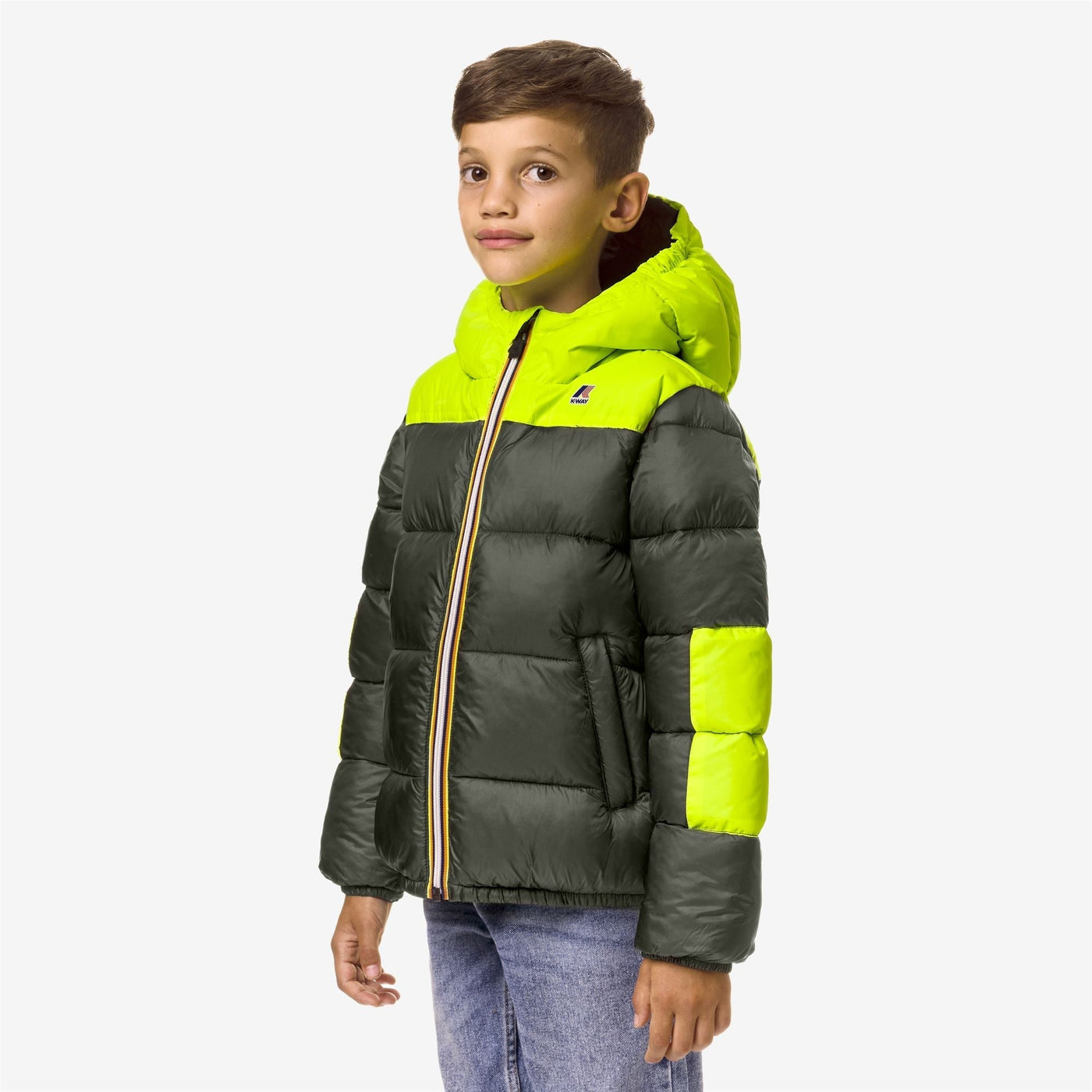 P. LE VRAI 3.0 CLAUDE HEAVY WARM - Jackets - Mid - KID UNISEX - GREEN BLACKISH-YELLOW FLUO