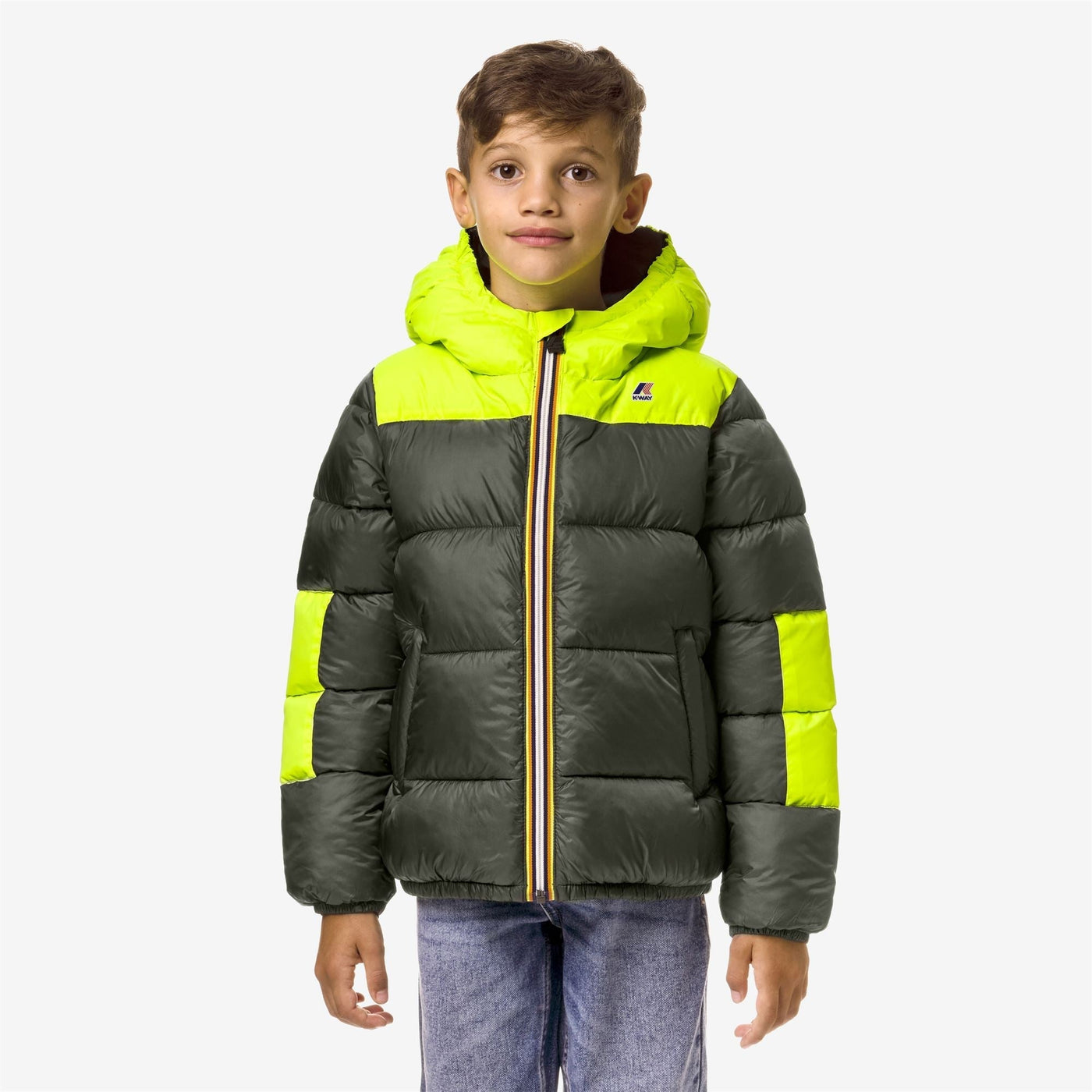 P. LE VRAI 3.0 CLAUDE HEAVY WARM - Jackets - Mid - KID UNISEX - GREEN BLACKISH-YELLOW FLUO